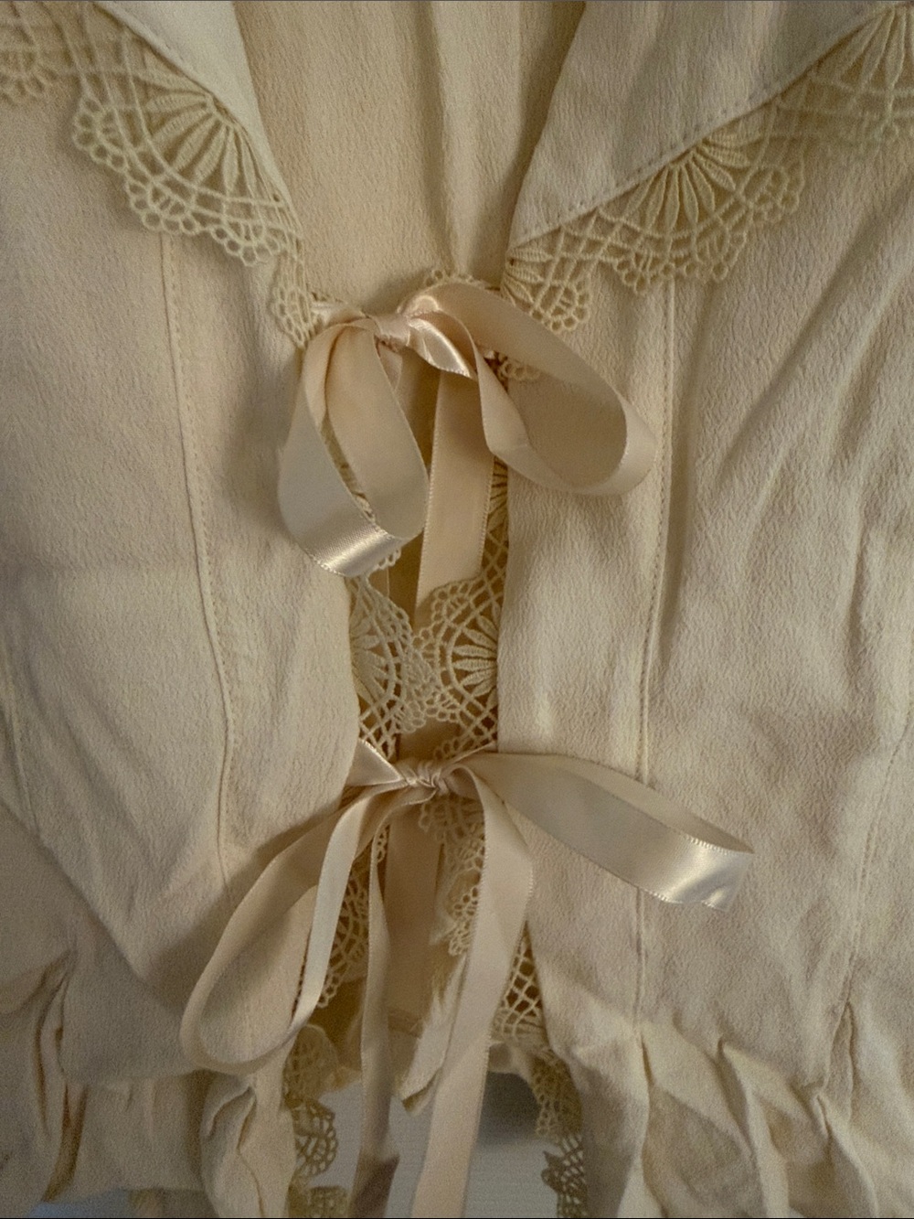 Free People Cream Blouse with Metal Logo Tag - Picture 3 of 5